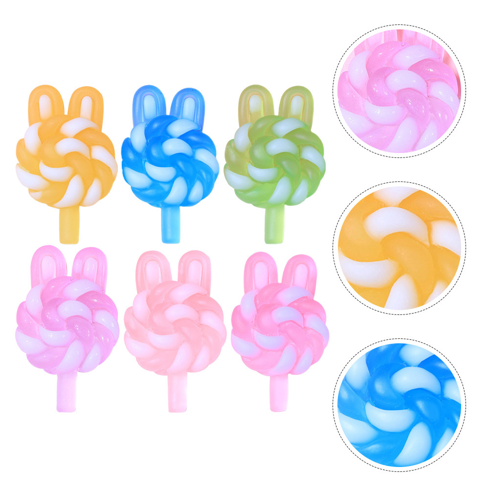 Resin Crafts - 24 Stück niedliche Cartoon-Lollipop-Anhänger in Hasenform,