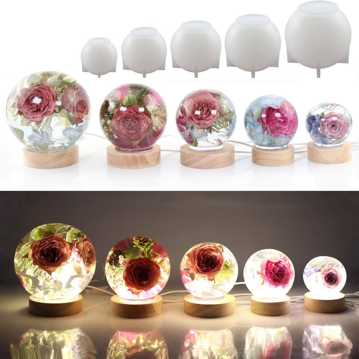 Resin Craft Ideas - 65–120 mm Kugel-Kugel-Silikonform für trockene Blumen,