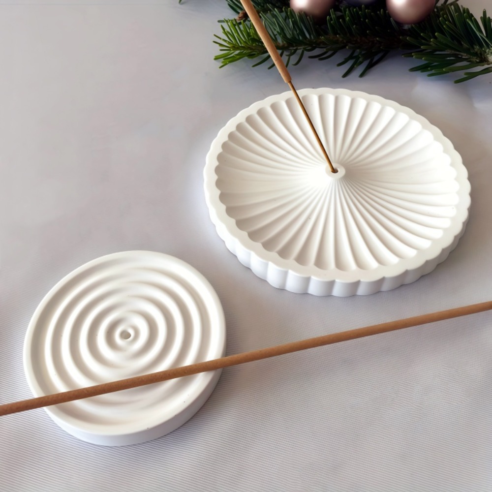 Coaster Mold Round - 2er-Set runde Räucherstäbchenhalter-Silikonformen: Einsatzplatte, Gipsstangenhalter, Deko-Aromatherapie-Tablett,